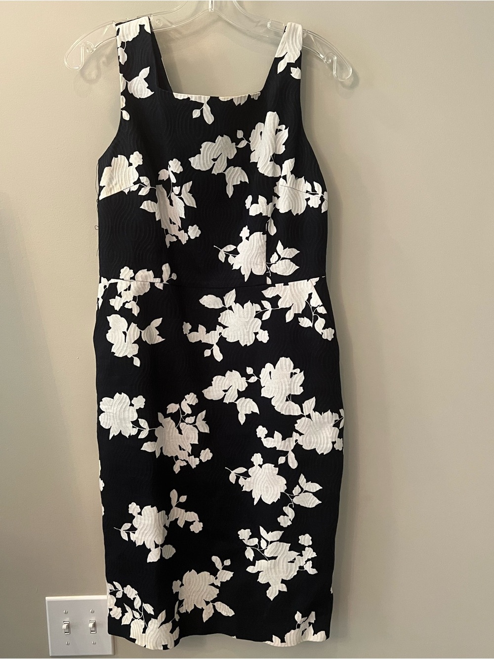Talbots Black & White Floral Midi Sheath Dress